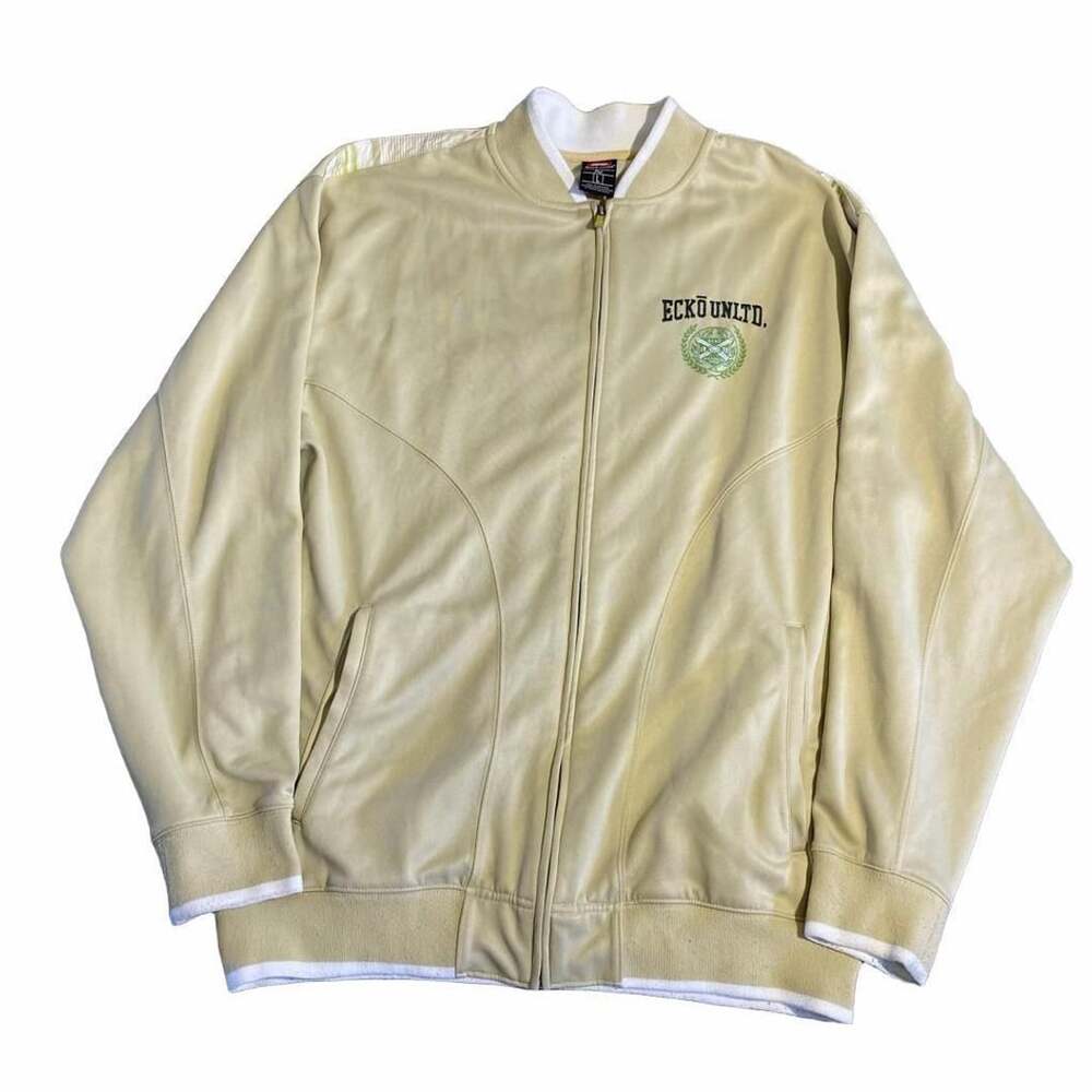 Ecko Unltd. Track Jacket Size L Beige Full Zip #72 Vintage